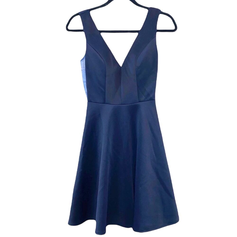 Harper & Lemon Navy Blue Fit & Flare Dress XS Sleeveless‎ V Neck Skater